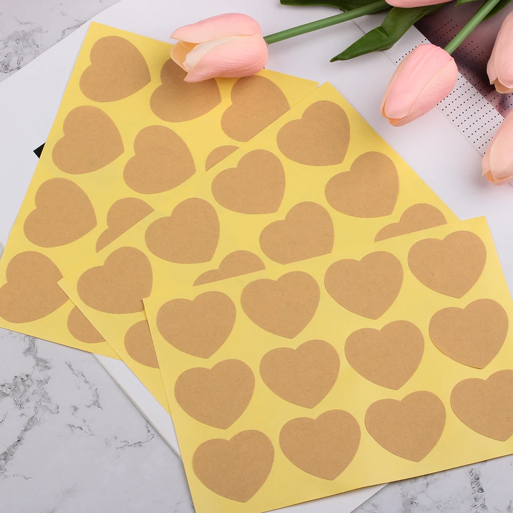 120 шт DIY пустая крафт пустая наклейка в форме сердца или круглой формы самоклеющаяся Подарочная коробка Упаковка Этикетки-наклейки