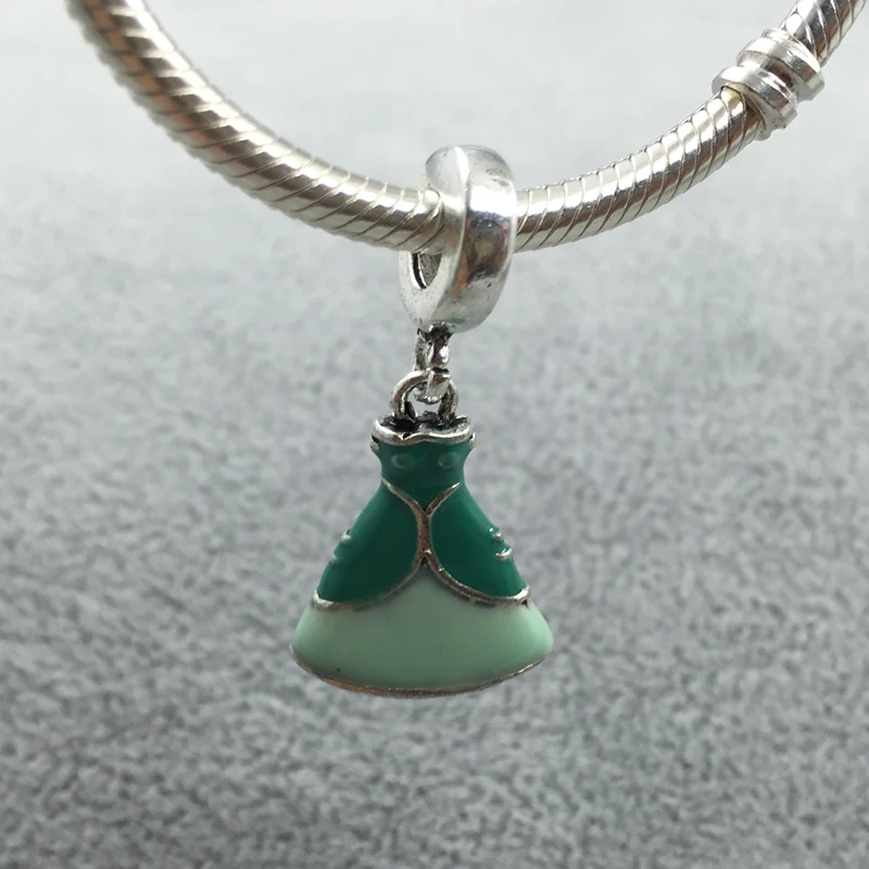 Платье Ариэль подвеска с зеленой эмалью Европейские Бусины подходят для