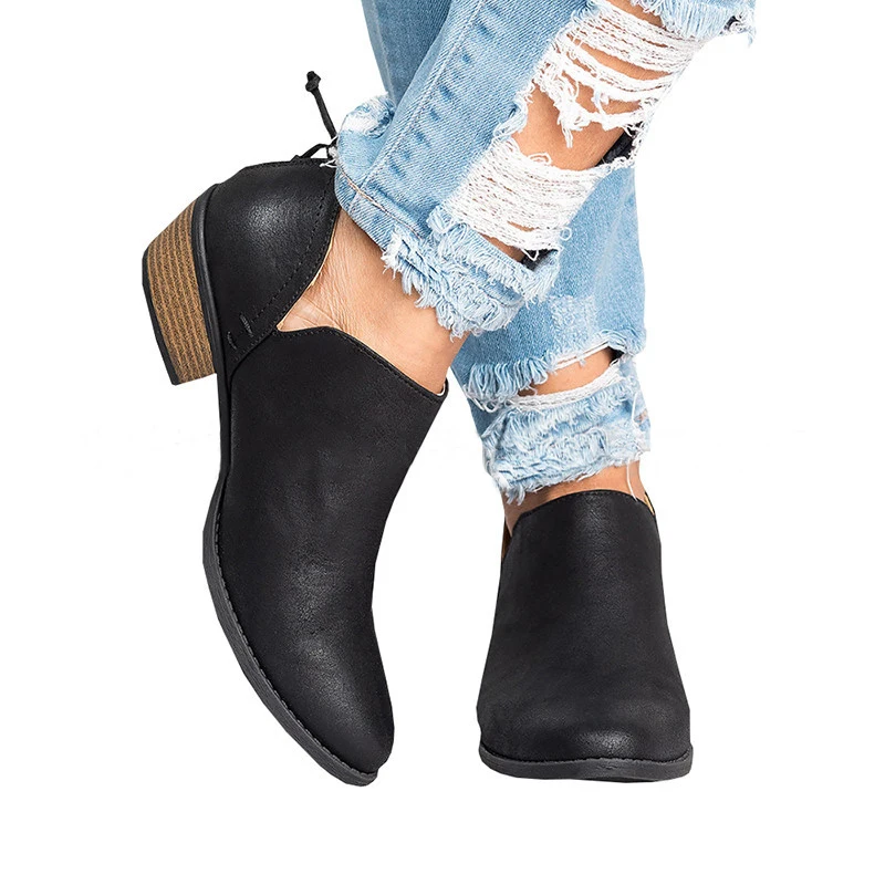 Осенняя обувь женские ботинки из искусственной кожи женская Модные ботильоны