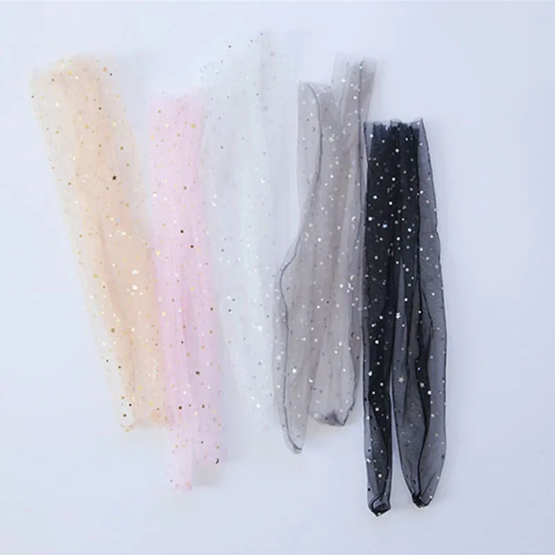 Уникальные прозрачные кружевные шелковые носки с блестками и звездами