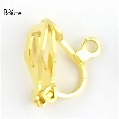 KC Gold Plated BoYuTe 100 шт, 6 цветов, 12 мм, металлические латунные клипсы для ушей без проколов, с петлей, сделай сам, серьги, аксессуары для ювелирных изделий - Цвет: KC Gold Plated