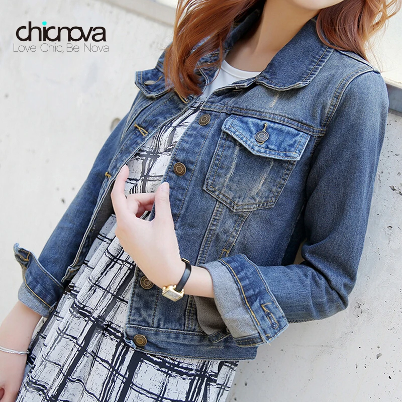 Женская джинсовая куртка с длинным рукавом в винтажном стиле | одежда