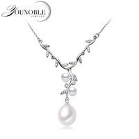 real 925 sterling silver necklace leaf for womenwedding white natural pearl necklace girl birthday gift