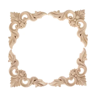 Деревянная резная угловая Накладка для мебели, украшения для дома, Неокрашенная аппликация, 8 х8 см, 4 шт.