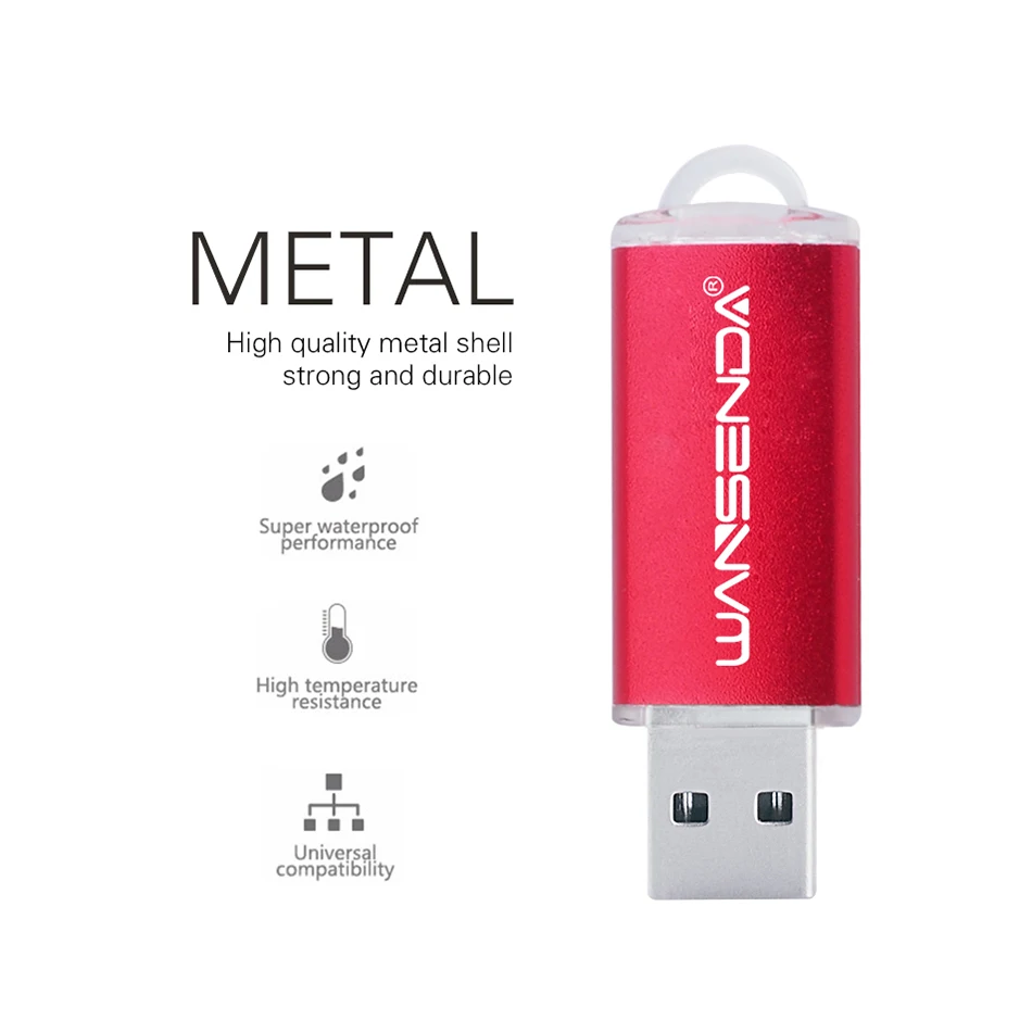 Мини флешка WANSENDA быстрая скорость 128 ГБ USB флеш накопитель 64 32 16 8 4 металлический