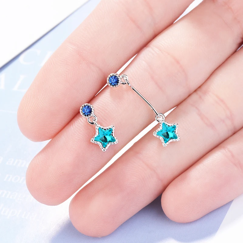 Серьги-гвоздики женские из серебра 925 пробы с кристаллами | Украшения и