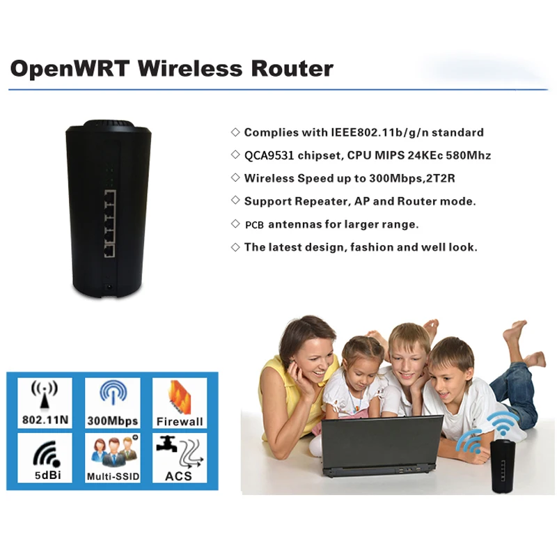 YYWIFI домашний беспроводной wifi роутер сетка booster QC9531 300 Мбит/с 5*10/100 м широкополосное
