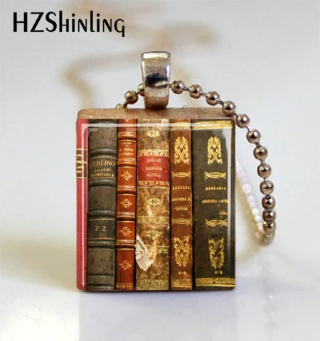 Модные Винтажные старинные книги Эрудит игра плитка шар цепи ожерелья книги деревянный скрэббл плитки ювелирные изделия
