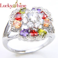 luckyshine exotic mothers day present rainbow zircon silver rings holiday gift best women rings 93135