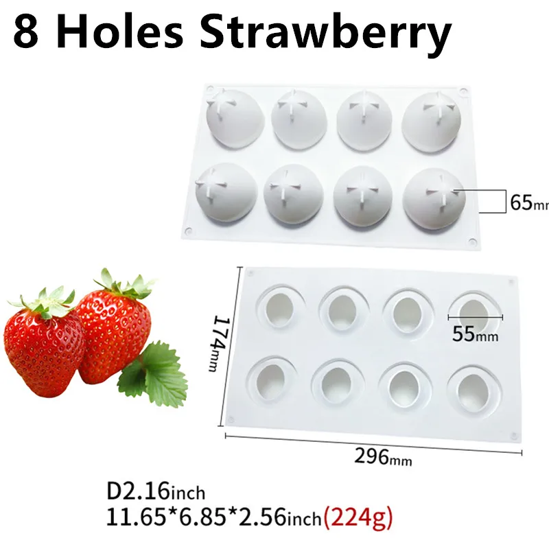8 Holes Strawberry SHENHONG холодный Летний Фруктовый Торт Форма для выпечки французский десерт художественный мусс силиконовые 3D формы для выпечки кондитерские изделия для дома вечерние свадебные - Цвет: 8 Holes Strawberry