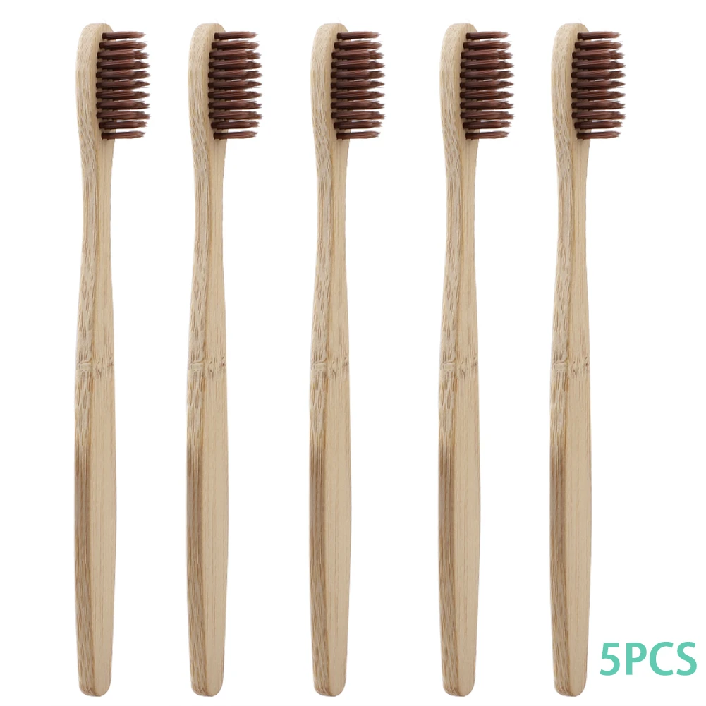 Портативная бамбуковая зубная щетка с мягкой щетиной 4 цвета 5 шт./компл. | Красота