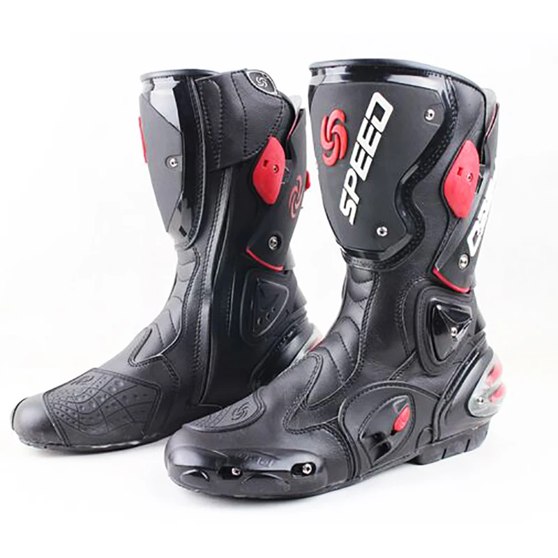 Motorcycle boots men speed 4 seasons Protective Gears moto shoes Black red white motorcycling boot motocross boots|motorcycle boots|motocross