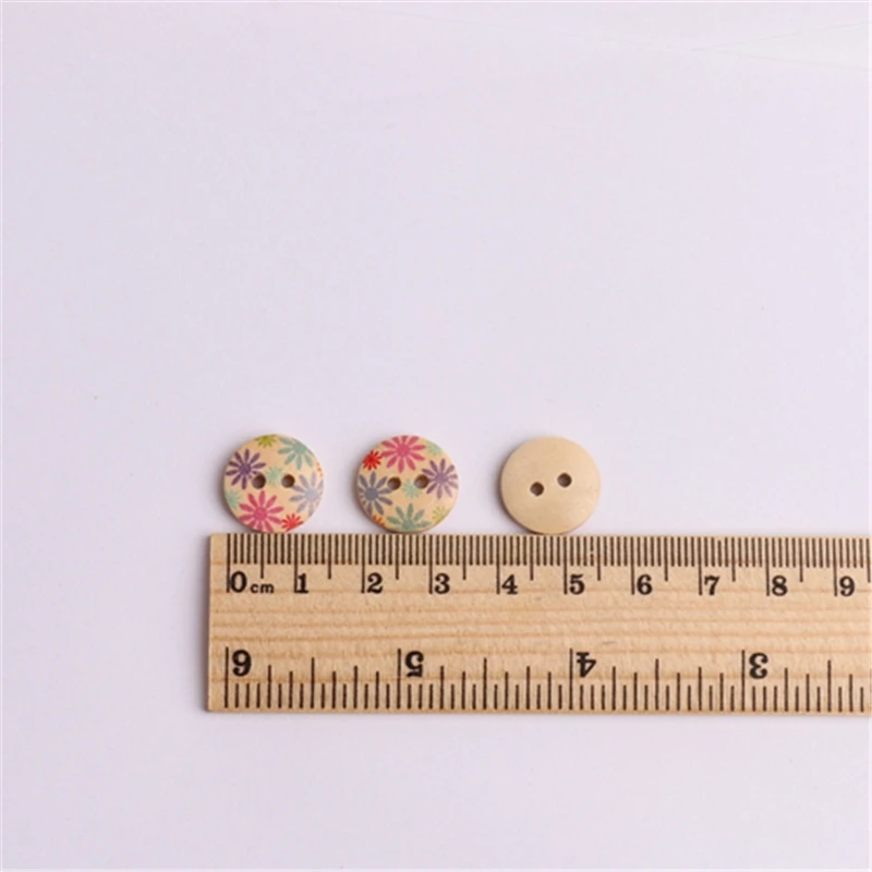100 шт. разноцветные Круглые 2 отверстия пуговицы для рукоделия дерево натуральный