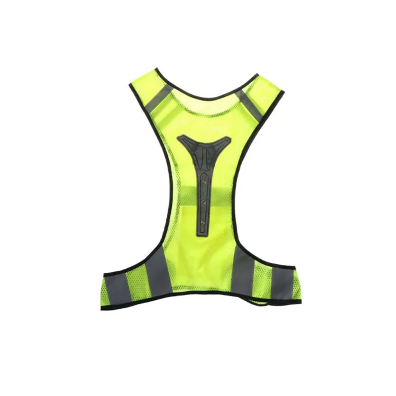 Fluorescent Yellow Светоотражающий Жилет для велоспорта Vertvie, светодиодный, для безопасности на открытом воздухе, спортивная одежда для бега, ночная сетка, дышащая видимость, беговые топы с подсветкой - Цвет: Fluorescent Yellow