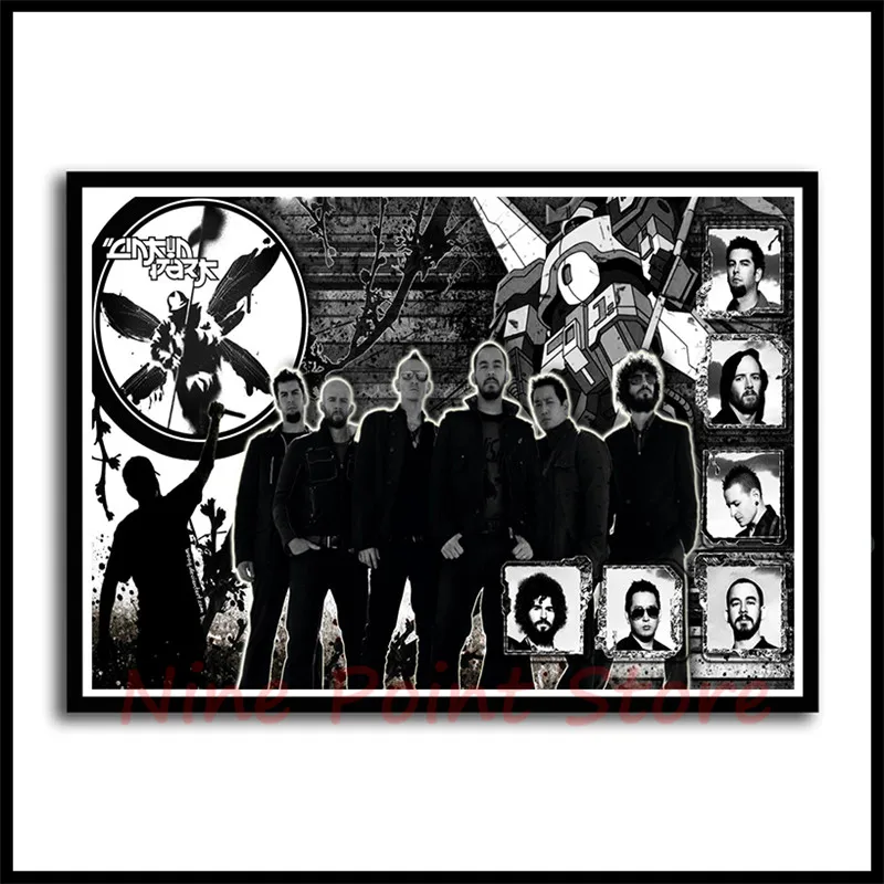 Рок-Группа Linkin Park с белым покрытием бумажные плакаты постер для бара/Кафе Ретро плакат декоративной живописи бескаркасные - Цвет: Золотой