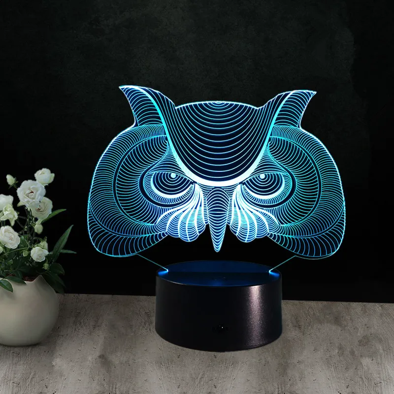 Сова 3D ночник RGB сменная лампа настроения Светодиодная DC 5V декоративная