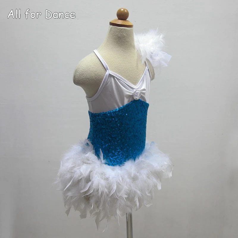 

Bright Stretch Polyester With Sequins And White Stretch Spandex Sequin Jazz/Tap/Hip Hop Dance Skirt White Boa Around The hem