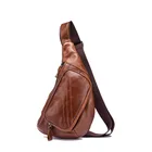 Мужской нагрудный рюкзак, из натуральной кожи, с несколькими карманами