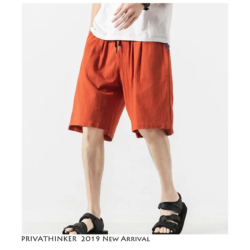 Мужские шорты Privathinker летние повседневные до колена из хлопка и льна в японском