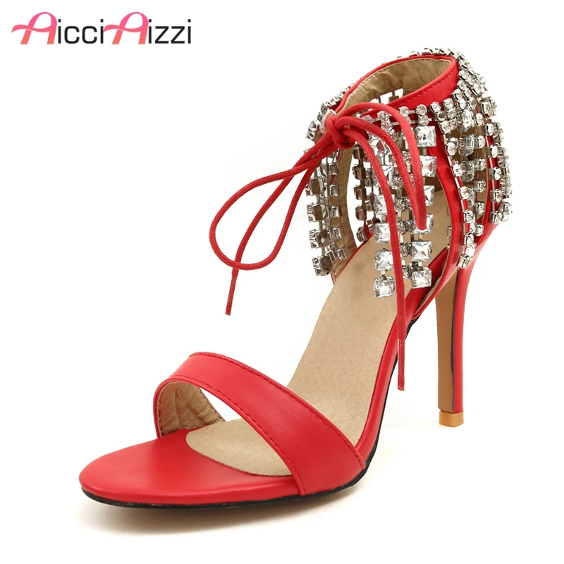 ZALAVOR/женские босоножки на высоком каблуке размеры 32 46 женские со стразами