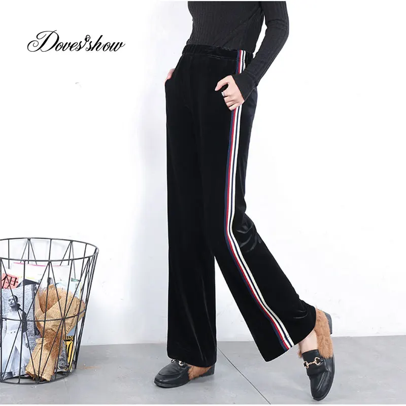 2018 Весенние новые женские полосатые широкие брюки дышащие повседневные