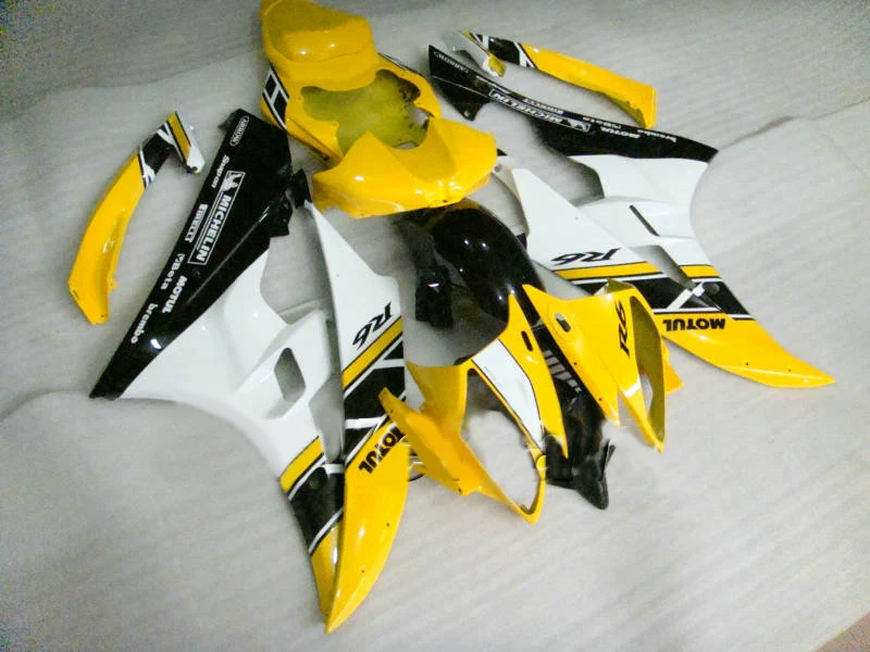 Литьевая форма обтекатель комплект для YAMAHA YZFR6 06 07 YZF R6 YZF600 2006 2007 ABS Желтый Белый
