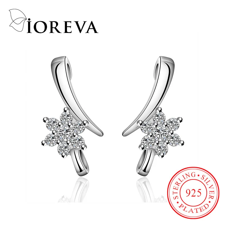 Цветы серьги стержня для женщин имитация алмазный посеребренные ювелирные