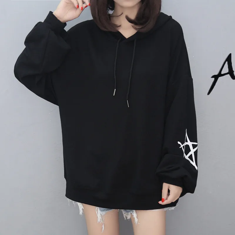 Free Shipping 2017 Autumn and Winter New Fashion Sweatshirt Women Hooded Loose Star Print Casual Woman ZY | Женская одежда