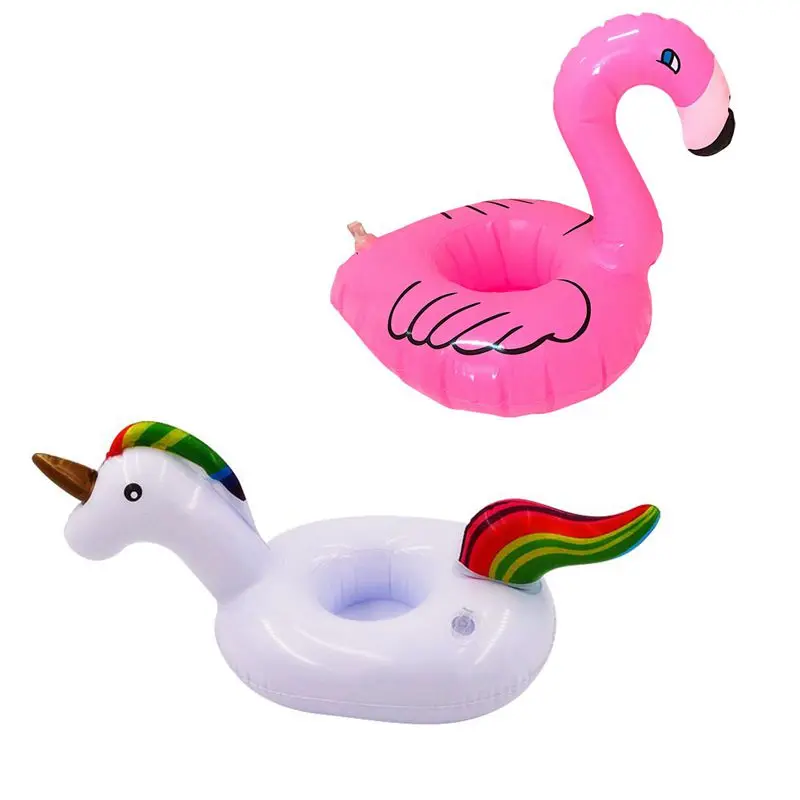 Inflatable Swimming Rings Swimming Drink Holder Unicorn Flamingo For Bath Kids Float Toys Party Supply Pool Accessories Bathing