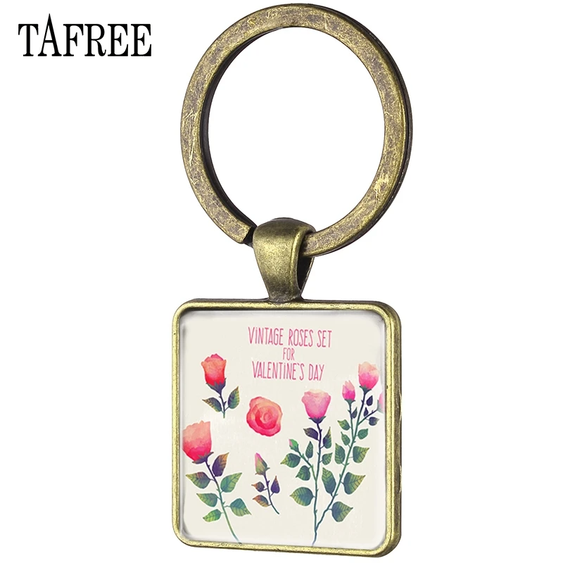Винтажный квадратный брелок TAFREE с розами милый для влюбленных пар женщин любимая