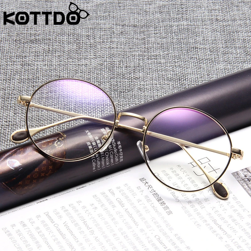 KOTTDO 2019 Новая Винтажная металлическая круглая Женская оправа для очков по рецепту