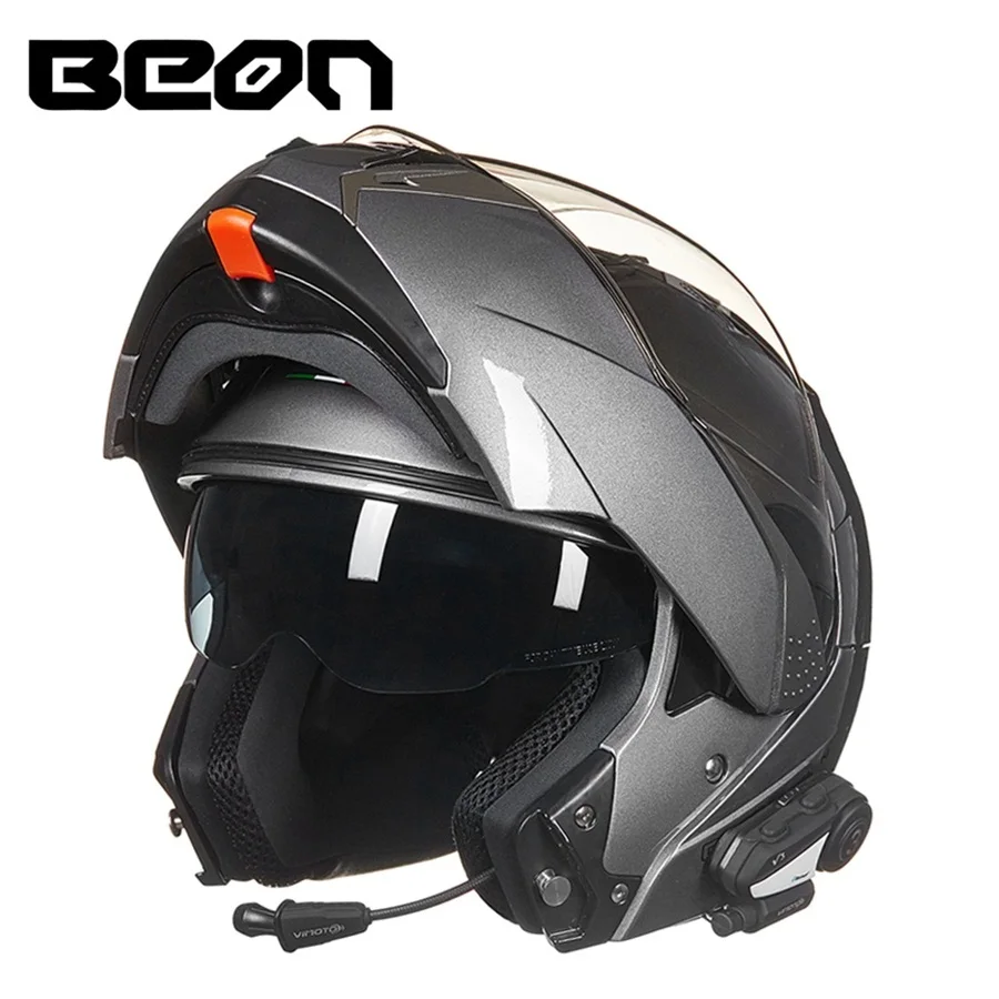 BEON двойной объектив откидной 1000 м V3 Bluetooth шлем для мотокросса гарнитура интерфон