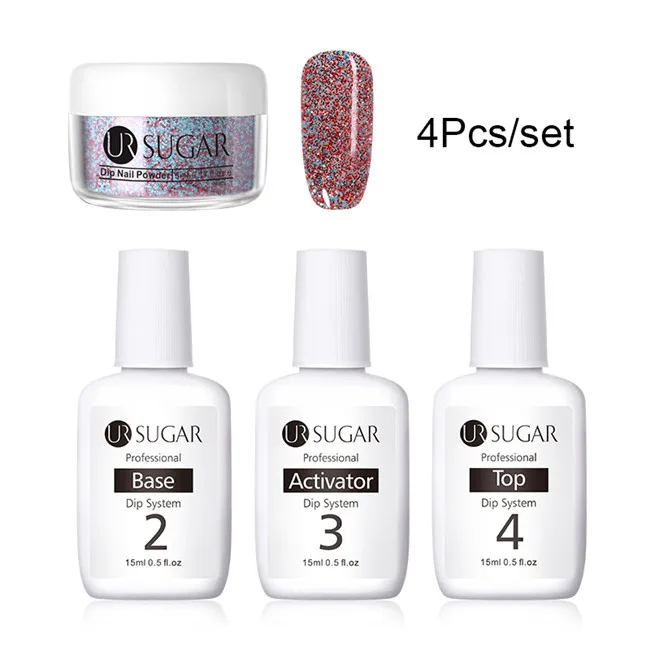 4Pcs set 12 Ur Sugar 5 мл блеск окунания ногтей порошок мерцающий голографический пигмент Пыль порошок украшение натуральный сухой без лампы лечения набор - Цвет: 4Pcs set 12