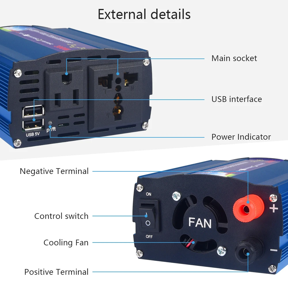 Инвертор 300 Вт DC12V вход в AC220V выход автомобильный преобразователь мощности с USB