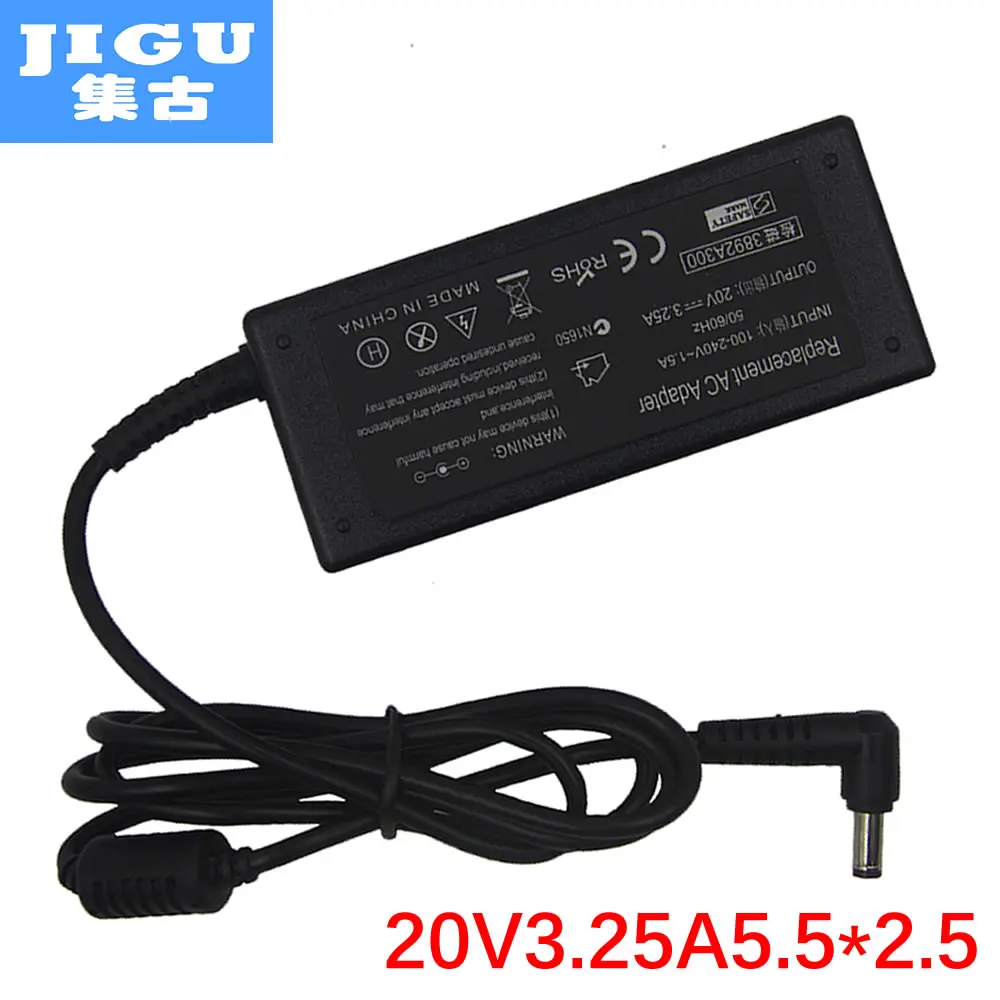 JIGU Замена для Lenovo 20V 3.25A 5 5*2 мм 65 Вт U510 U550 V460 Y330 Y460 Y470 Y560 Z360 Z370 Z380 Z460 Z465|20v 3.25a|lenovo 20v