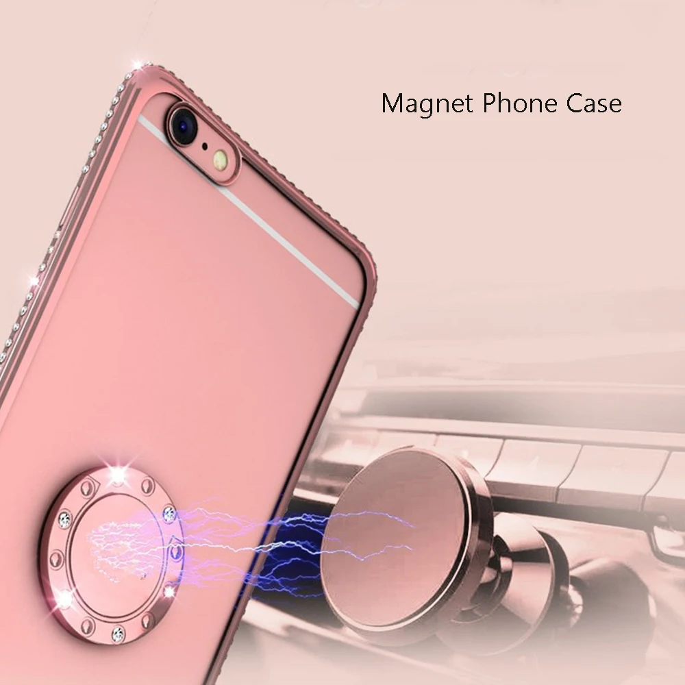 Магнитный чехол подставка с бриллиантами TRODINO для iPhone XS Max XR 8 7 6S 6 Plus Samsung Galaxy S7 S9