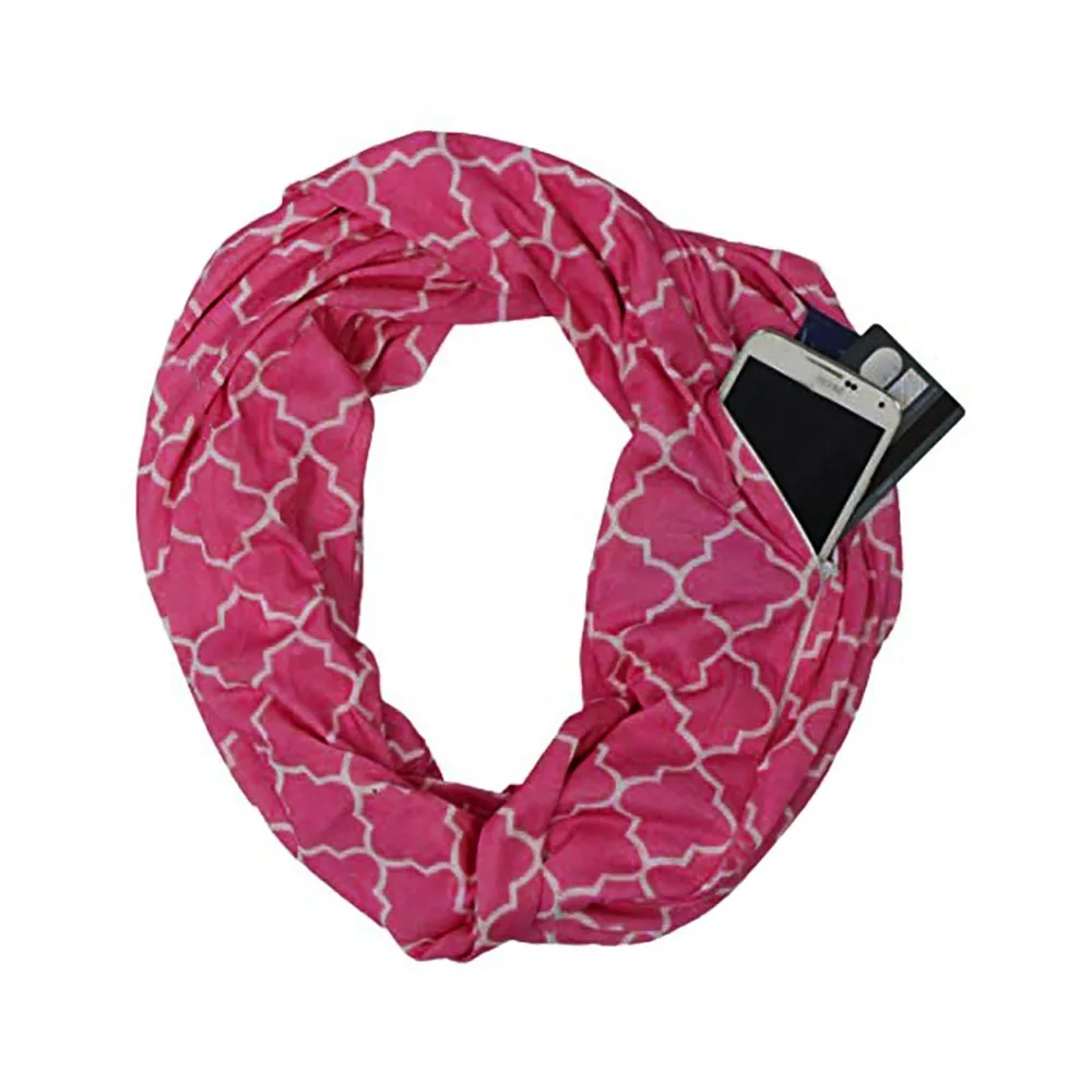

Women Men Scarf High Quality Print Loop Zipper Pocket Fashion Ladies Scarves Winter 2018 luxo Warm 18Oct12
