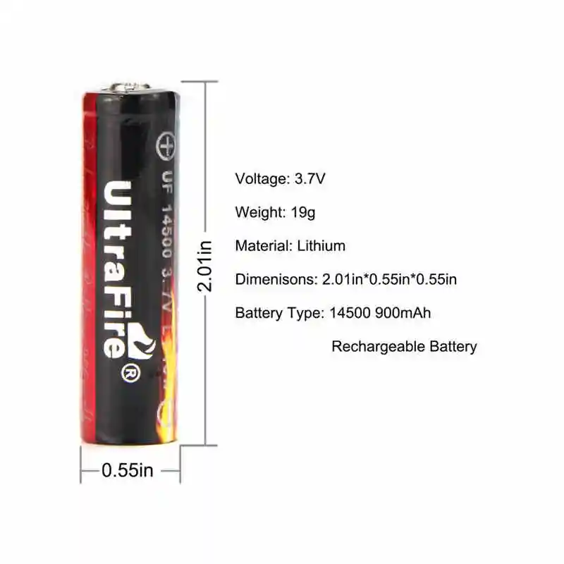 UltraFire 14500 900 mAh перезаряжаемая литиевая батарея с защитой Luz факел USB свет для чтения белый свет ночник(2 шт