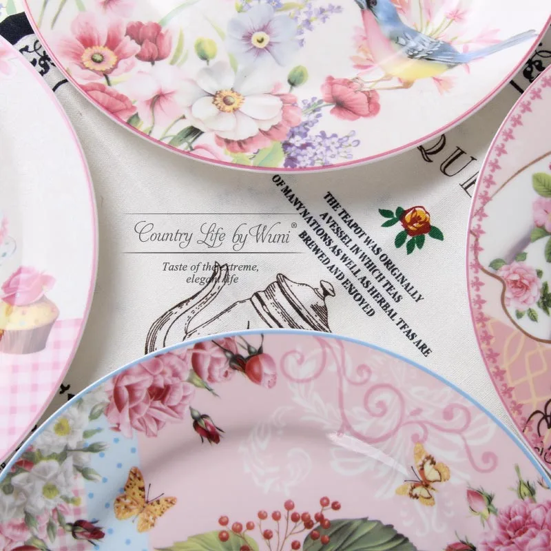 Европейская сельская костяная китайская посуда и тарелки фарфоровая десертная