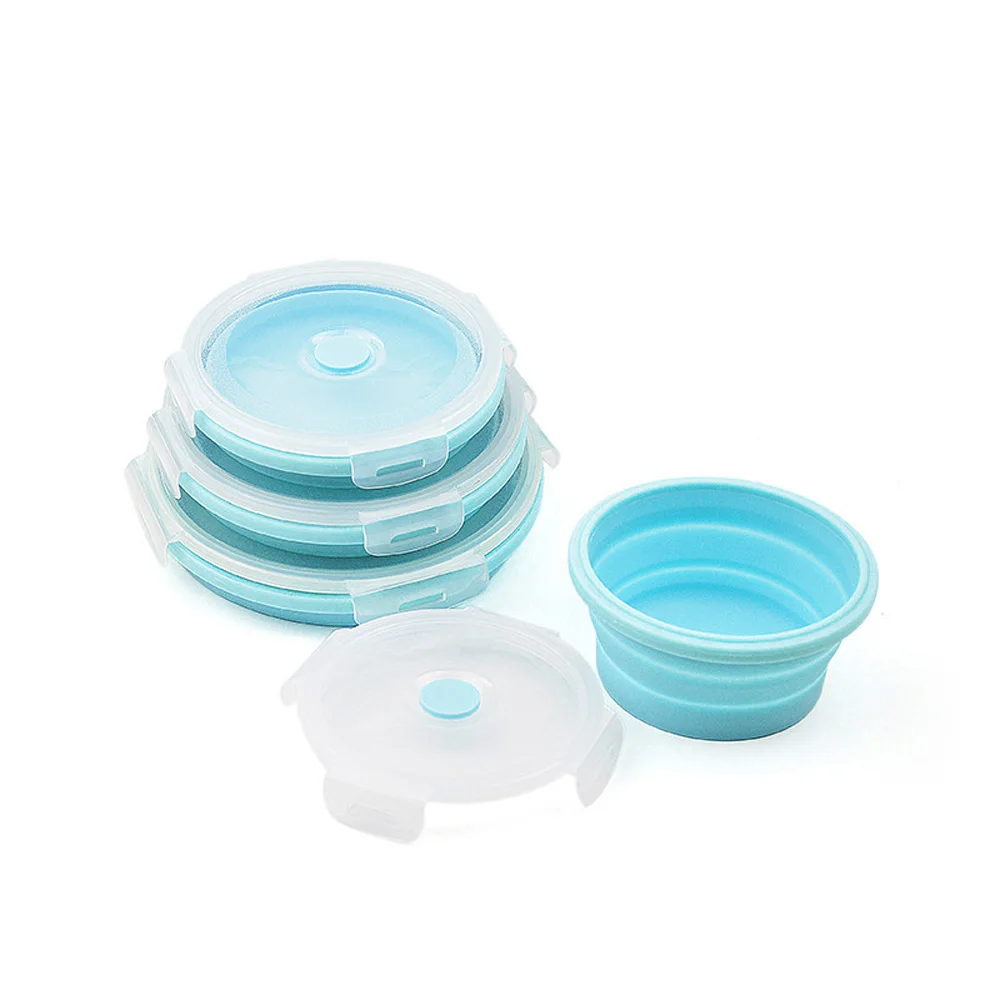 Кухонные круглые силиконовые коробки для еды миски обедов бенто складные