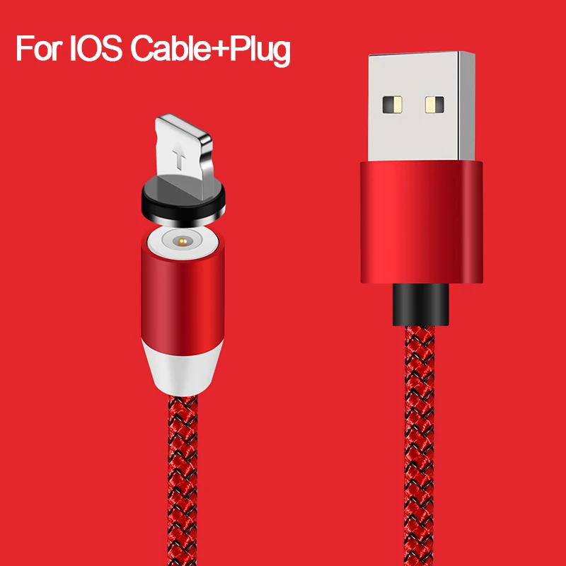 For iPhone Cable 360 светодиодный магнитный usb-кабель для iPhone XS XR X 7 8 Магнитный Micro USB type C для быстрой зарядки samsung huawei Xiaomi USB-C - Цвет: For iPhone Cable