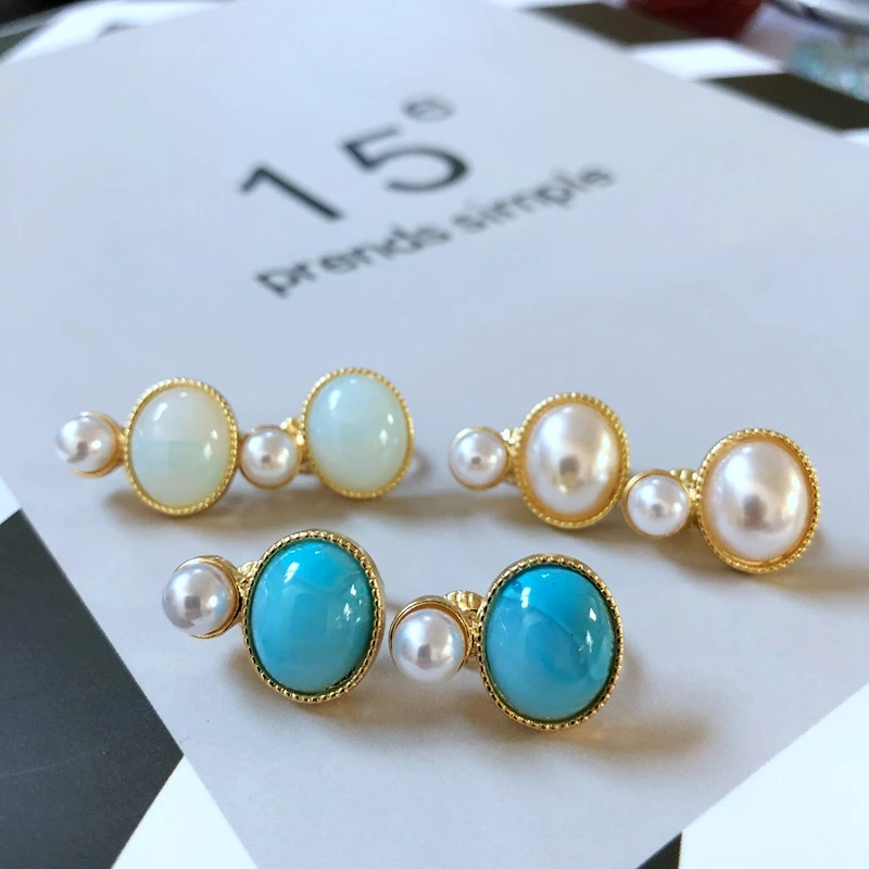 

Earrings Marbled Pattern Cute For Girls Ladies Small Sweet Resin Accessories