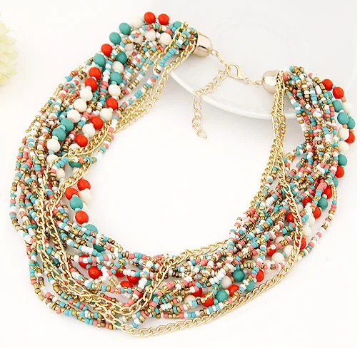 

Seblasy Vintage Bohemian Big Statement Beads Chain Tassel Necklaces for Women Maxi Simple Style Tribal Jewelry Handmade Colliers