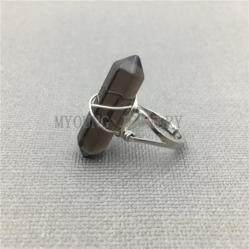 MY0521 Исцеляющие кристаллы дымчато-коричневые кварцевые серебряные кольца для