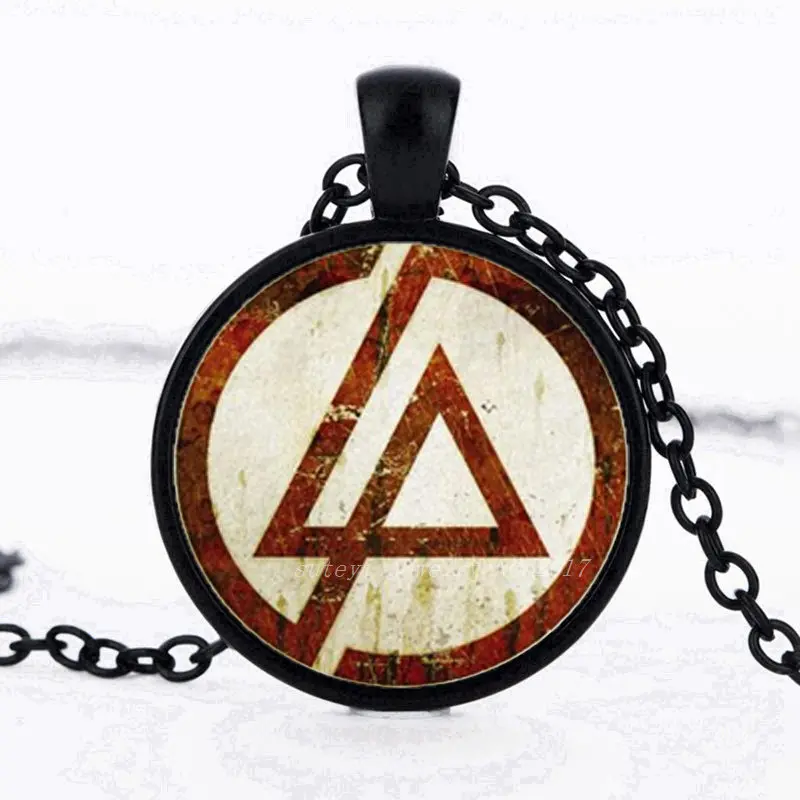 Горячая Мода Linkin Park логотип кулон ожерелье ювелирные изделия стеклянный купол ожерелья для мужчин женщин поклонников аксессуары подарок - Окраска металла: black6