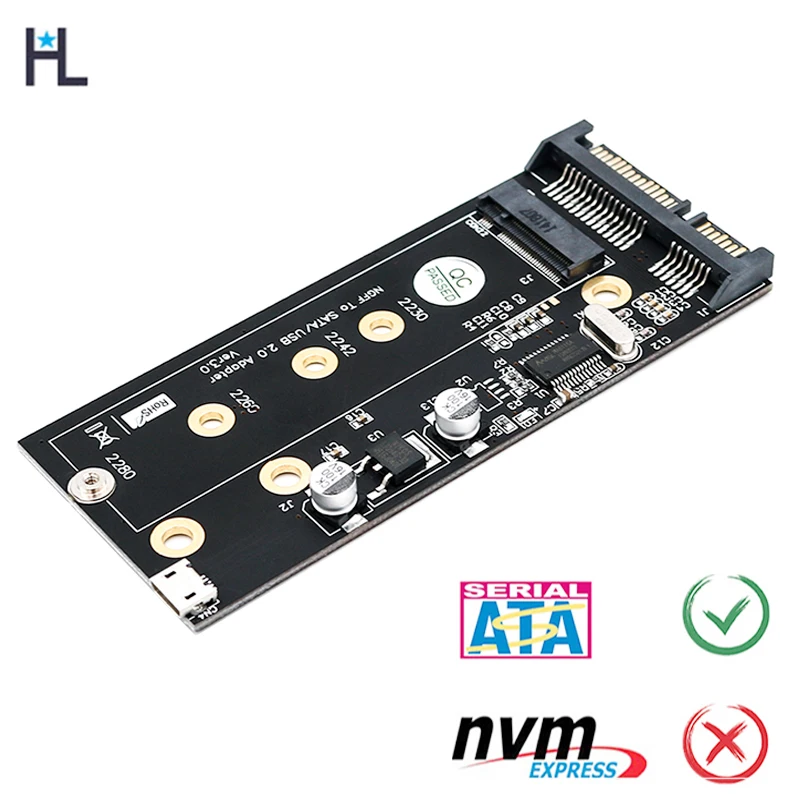 HL NGFF M.2 ключ B SSD SATA 2,5 адаптер с интерфейсом USB 2,0 и 3,5 ''HDD Cage