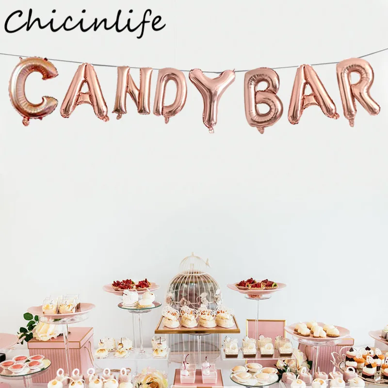 

Chicinlife 8Pcs 16inch Candy Bar Foil Balloon Birthday Party Engagement Wedding Sweet Table Bridal Shower Banner Decor Supplies