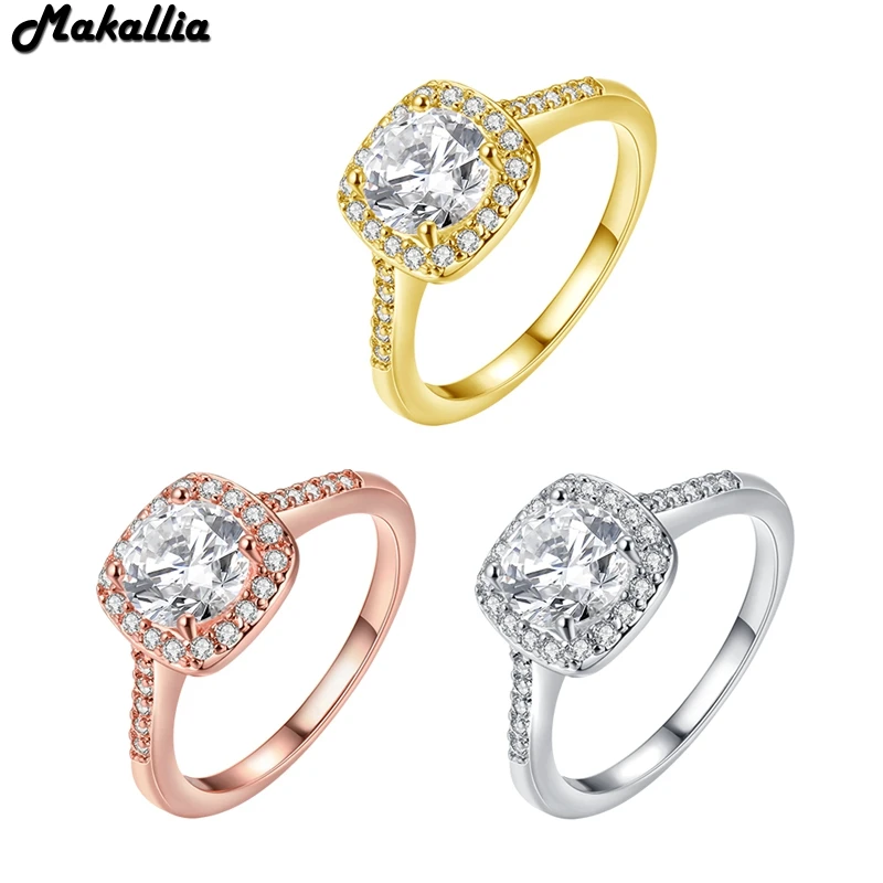 3 цвета палец кольцо ювелирные изделия Большой камень площади Резка 5 sizefor Для