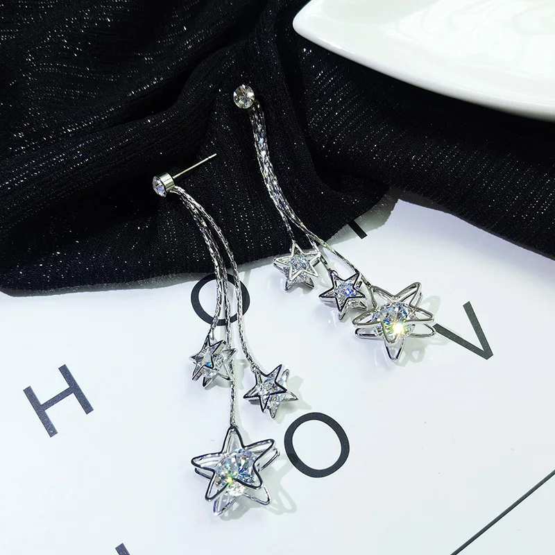 Женские серьги капельки с фианитом круглые и большие в подарок 004|tassel drop earrings|tassel