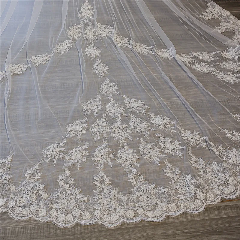 

Bride Wedding Veil Long Trailing Veil Wedding Dress Accessories 3 M Wide Door Width With Insert Comb TS252